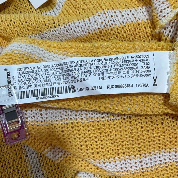 NWT Zara Yellow White Striped Knit High-Rise Pull-On Flared Pants Size Medium - Picture 7 of 9